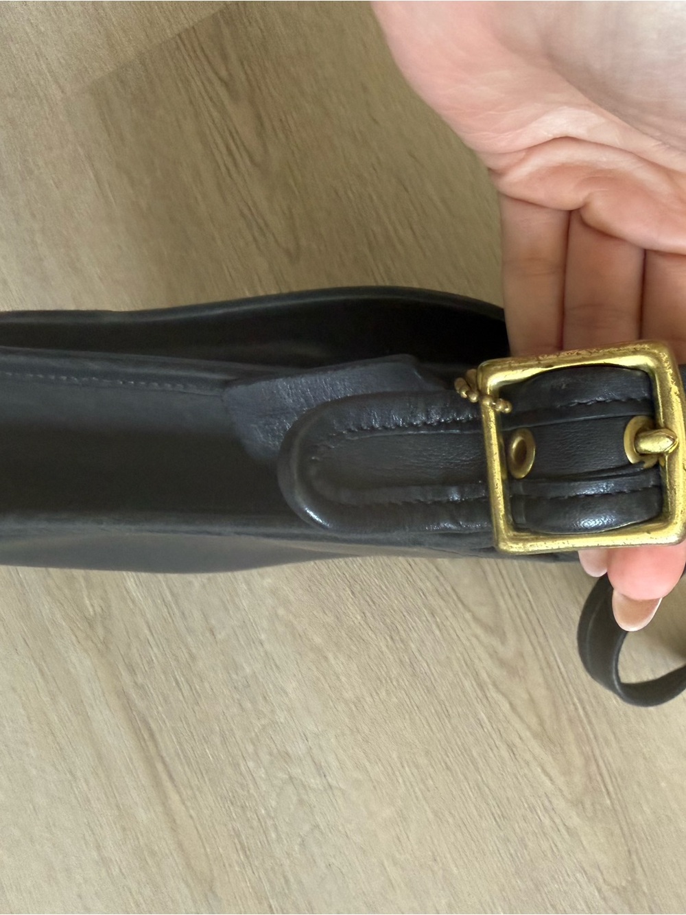 Vintage Coach 9145 Black Leather Crossbody Bag USA NYC Minimalist - Picture 6 of 7